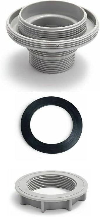 Pool Threaded Strainer Connector Kit, for Intex Above Ground Swimming Pool | Pool Hose Connector Replacement Part 10744 10256 10255, Includes Strainer Connector, Strainer Nut, Flat Rubber Washer