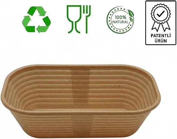 Yıkanabilir Bio Hamur Mayalama Sepeti (Banneton) Hijyenik & Kırılmaz Bio Oval 25X14X9