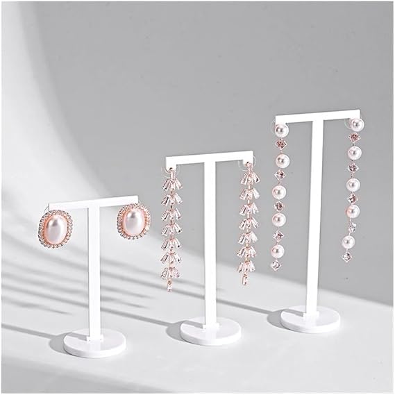 Plastic T Shape Jewelry Stand Plastic Earring Display Rack Jewellery Holder Organizer For Shop And Home​(WHITE)
