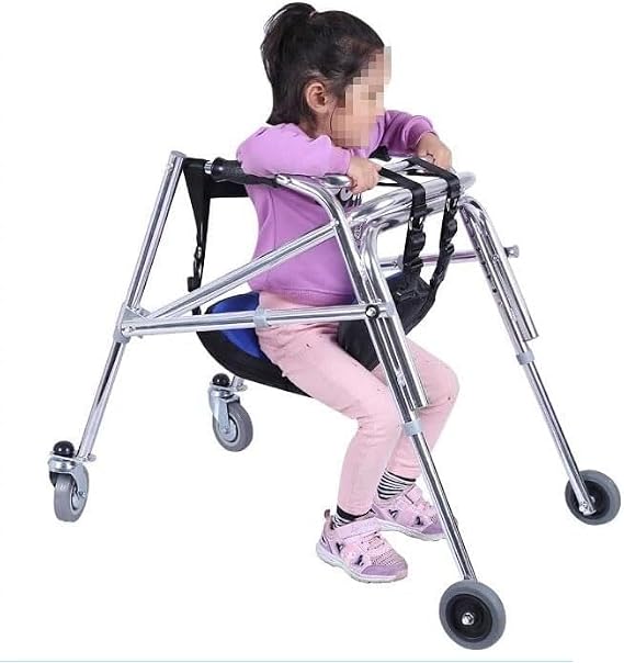 Folding Walker Walking Frame Adjustable Height Walker for Kids Cerebral Palsy Disability Rehabilitation Auxiliary Walking Frame (Size : Small)