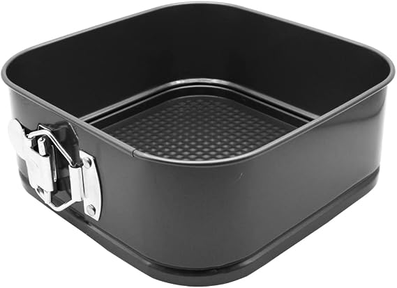1 Piece Square Springform Cake Tin for Baking Non Stick, Pudding Pan, Bake Tin for Cake, Carbon Steel, 20 cm