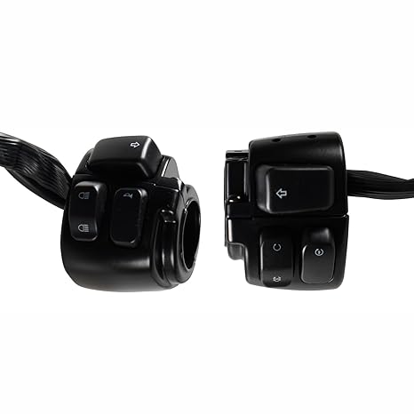 BHB Motorcycle 1 Handlebar Switches Control and Wiring Harness Compatible with Harley Softail 1996-2012 Dyna Sportster V-Rod Black