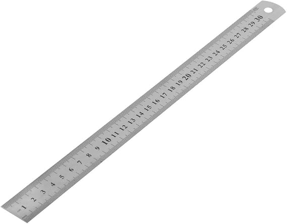 30CM 12" Steel Stainless Pocket Metric Metal Ruler Measurement Double Sided