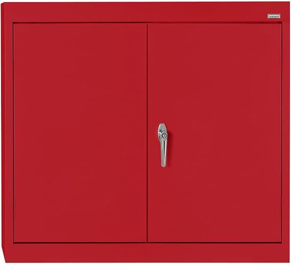 Sandusky Lee WA11301226-01 Wall-Mount Metal Storage Cabinet with Adjustable Shelf, Locking Handle, 200lb Capacity, 12" Depth x 30" Width x 26" Height, Red