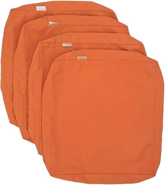 CozyLounge Sunkissed Orange Outdoor Water Repellent Patio Chair Cushion Seat Pillow Covers ONLY (25"x25"x5" (4 Covers))