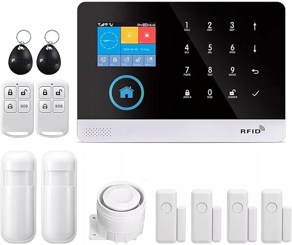 Alarm System for Smart Home Burglar Security GSM/4G Home Alarm Kit with Siren PIR Motion Sensors Remote Controls Window/Door Sensors Tuya Smart Life App Control Wireless WiFi Wireless Alarm System