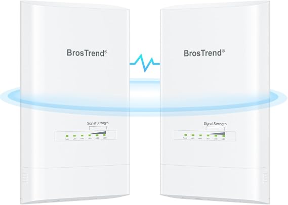 BrosTrend 5KM Wireless Bridge Point to Point Outdoor with 2X Gigabit Ports