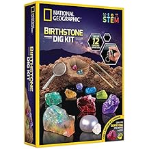 National Geographic Birthstone Dig Kit - Science Kit with 12 Genuine Birthstones, Includes a Real Diamond, Ruby, Sapphire, Pearl, More, Gemstones and Crystals, Rock Collection