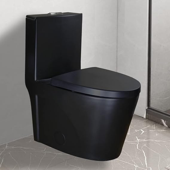 WinZo WZ5040B Elongated One Piece Toilet High Efficiency Dual Flush 1.1/1.6 GPF With UF Soft Closing Seat,Matte Black