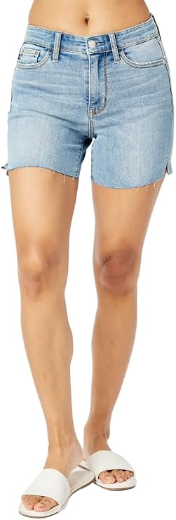 Judy Blue Mid Rise Light Wash Cut Off Shorts