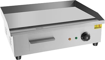 Electric Countertop Griddle,3000W Commercial Griddle Grill BBQ Flat Plate Top,Stainless Steel Tabletop Grill Machine with Adjustable Thermostatic Control,Teppanyaki Grill for Kitchen,Restaurant