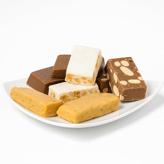 Andy Anand Sugar Free European Nougat Assortment, Gluten Free - 4 Delicious Flavors of Soft Almond Nougat with a Creamy Feel | Gluten Free, Creamy Texture - Gourmet Treat Made in Europe (8 Pcs 7 Oz)