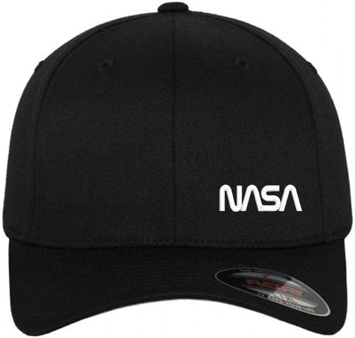 MILITARY NASA Text Embroidered Flexfit baeball Cap Black