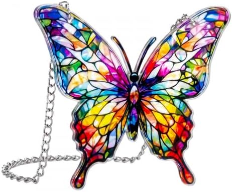 Butterfly Acrylic Suncatcher Ornament with Greeting Card Stained Glass Window, Hangings Sun Catchers for Garden Decorative, Acrylic Material Gifts for Women Home and Office