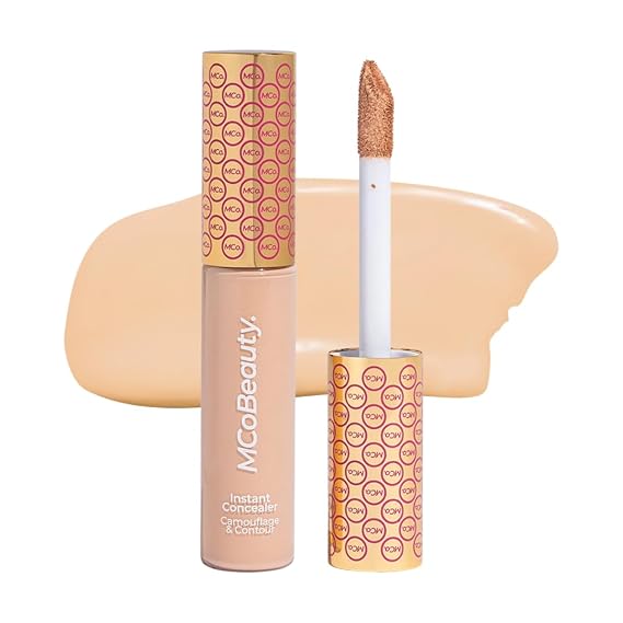 MCoBeauty Instant Concealer Camouflage & Contour - Light | Full Coverage Cream Concealer, Sponge-Tip Wand, Waterproof Longwear, Vegan & Cruelty Free