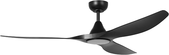 EGLO Surfline 60" 3-Blade Fan with Dimmable LED Light Kit & Remote - Black Blades/Black Accents