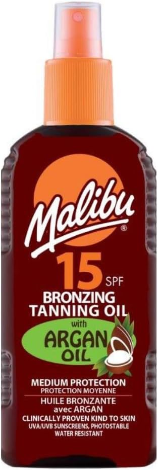 Malibu Sun SPF 15 Bronzing Tanning Oil Spray with Argan Oil, 200ml