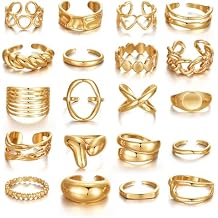 KISS WIFE Golden Silvery Black Kunckle Rings Set for Women, Dainty Simple Trendy Cute Stackable Finger Rings Pack, Perfect for Stacking Layering on Thumb and Knuckle, Mixed Size, Jewelry Gift