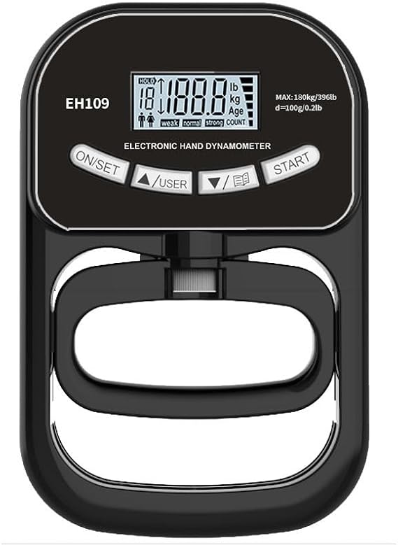 Digital Hand Dynamometer - Grip Strength Measurement Meter with Auto-Capture, 90kg/198lbs Capacity, Adjustable Handle, LCD Display, Sports & Clinical Use
