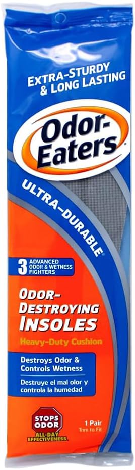 Odor-Eaters Ultra-Durable Insoles, Heavy-Duty Cushion, Destroys Odor & Controls Wetness, 1 Pair