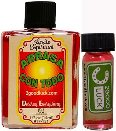 2GoodLuck Destroy Everything, Spiritual Oil with 1 Dram Perfume Set for Magic and Rituals. Aceite Espiritual Arrasa Con Todo para Rituales Y Magia.