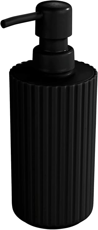 Allstar Minas Soap Dispenser, Refillable Dispenser for up to 280 ml Liquid Soap Made of Plastic, Diameter 7 x 18 cm, Black