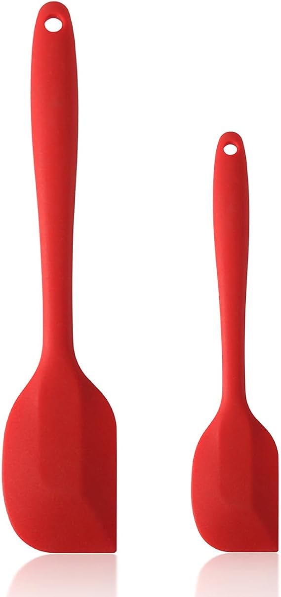 Silicone Spatula,Spatulas Silicone Heat Resistant 450F, Small & Large Spatulas for Kitchen Use,Rubber Spatula for Nonstick Cookware (2Pack, Red)
