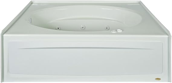 JACUZZI SIGNATURE Acrylic Skirted Soaking Bathtub, Slip Resistant, Right Drain Placement, 60 (L) x 42 (W), Oval in Rectangle Design, Oyster