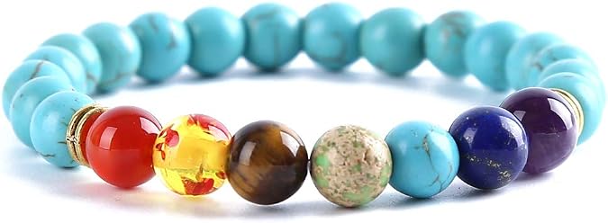 Feng Shui Brilliant Turquoise Five-element Wealth Porsperity 8mm Bracelet, Attract Wealth and Good Luck, Deluxe Gift Box Included