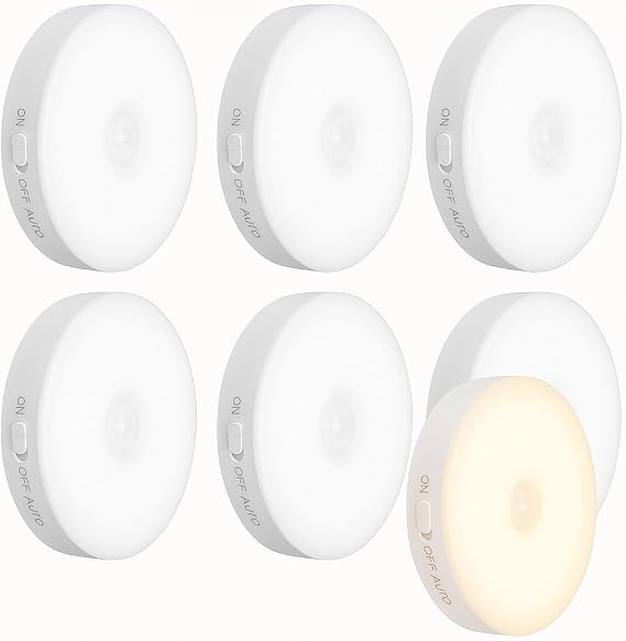 6'lı Set Hareket Sensörlü Gece Lambası – USB Şarjlı 4000K Gün Işığı LED – Duvar, Dolap, Merdiven, Başucu için Akıllı Işık