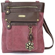 CHALA 2 in 1 Gemini Crossbody Purse/Fanny Pack with Metal Keychain (Burgundy Paw)