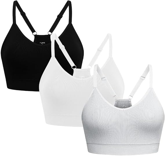 Ryka Sports Bra, Cami Yoga, Athletic Sosten Deportivo, Ashley Seamless v-Neck, 3 Pack