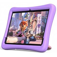 plimpton Kids Tablet 10 Inch - Upgraded Android 15 Tablet for Kids with Case Included, Octa-Core, Google Kids Space, Parental Control, 4GB+64GB, WiFi, BT5.3, YouTube, Great Gift for Toddler (Purple)