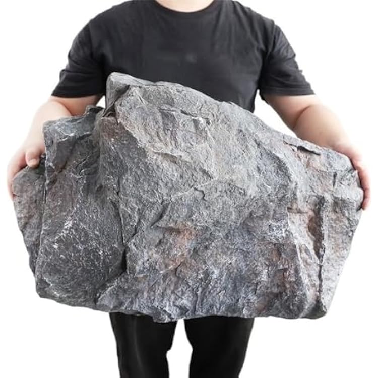 Fake Rocks for Landscaping, Solid, Not Hollow PU Foam Fake Rock, Faux Rock for Landscaping, Fake Decorative Artificial Landscape Stone for Outdoor BeautificationGray,27.6x18.9in