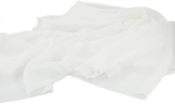 Chiffon Fabric Polyestser Sheer for Bridal Decoration 59(1 Yard,Ivory)