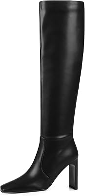 AMINUGAL Womens Over The Knee High Boots Chunky Block Heel Side Zipper Boot Square Toe Valentine Party Wedding Riding Motorcycle Gladiator Long Tall Boots