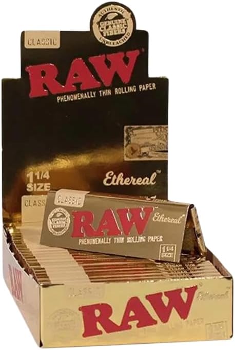 RAW - King Size - Ethereal Paper - 32 Per Pack - 50 Packs Per Box, Gold