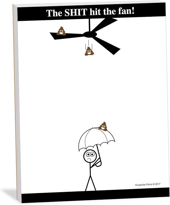 Funny Notepad for Adults - The Shit Hit The Fan - 4 x 5.25 inches, 50 Sheets