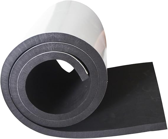 Foam Sheets with Adhesive Backing, 11.81 in x 59 in x 1/2 in Black Closed Cell Neoprene Cushion Mat EVA Foam Insulation Padding Soundproof Sheet Rolls for Crafts DIY Projects, Easy to Cut