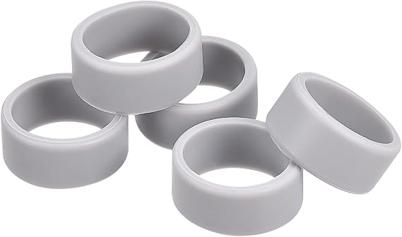 MECCANIXITY Silicone Rubber Bands Rings Non-slip 1" Grey for Wrapping Paper, Cord Wraps, Bundle 5pcs