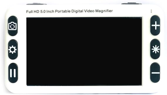 Digital Magnifier, Portable Electronic Video Magnifier with 5 Inch LCD Screen, 2x-48x Zoom, Foldable Handle, 4 Brightness Levels for Low Vision