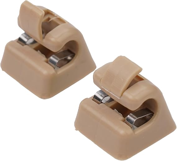 Sun Visor Clip Holders for Mercedes W123 W124 W126 W140 W201, Beige Grey Nylon Interior Roof Lining Bracket to Replace Broken Visor Catch and Secure Mirror Light Connection(Beige)