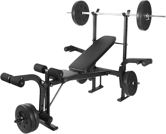 Weight Bench Set Adjustable Bench Press Set Standard Weight Bench Incline with Squat Rack & Leg Extension Foldable Workout Benches Weight Lifting Bench for Home Black