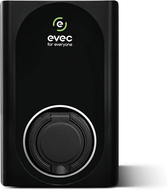 evec VEC01 | EV charger | Electric Vehicle Charger | Type 1, Type 2 | 7.4kW | Untethered | Single Phase | Wall Mount | EV Home Charger| Level 2 Charger | Black, 30x19x12.6cm