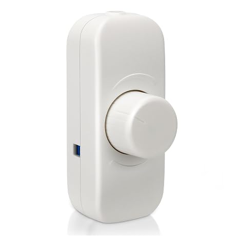 DC 12-24V Inline Dimmer Switch, Push On/Off Rotary Dimmer, White