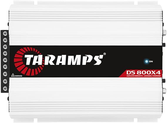 Taramps DS 800x4 1 Ohm 800 Watts RMS 4-Channel 200x4 RMS, Class D, Full Range, Crossover High / Low Pass Fixed, Bridgedable Car Audio Amplifier, White