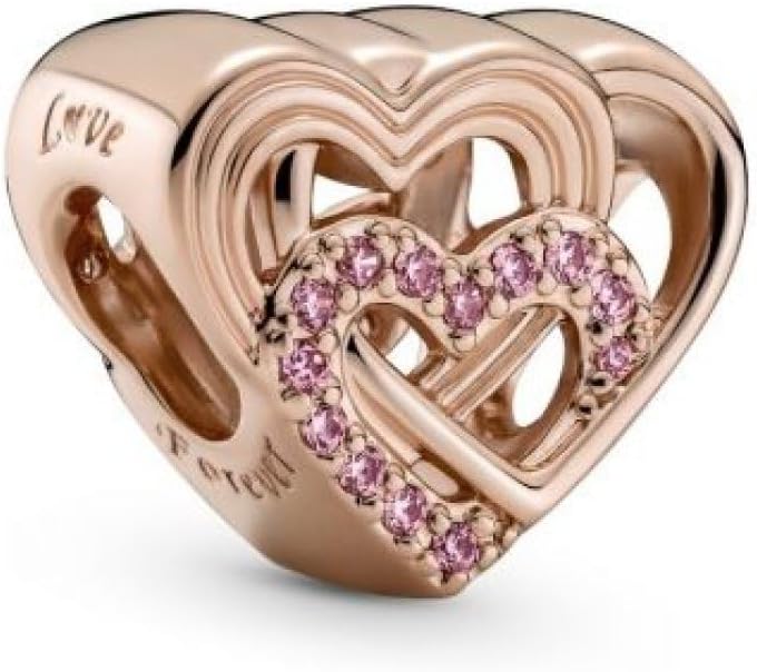 PANDORA Intertwined Love Hearts Charm, Pandora Rose - 789529C01