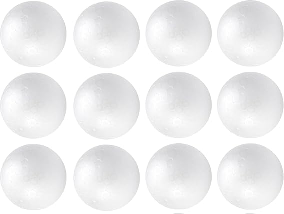 Crafjie 12-Pack 2.75 Inches Craft Foam Balls Smooth Round Foam Balls, White