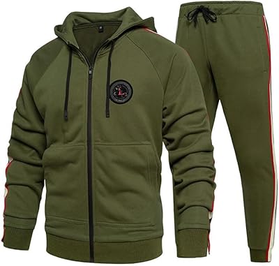 PASOK Mens Casual Tracksuit Set Long Sleeve Full-Zip Running Jogging Athletic Sweat Suits