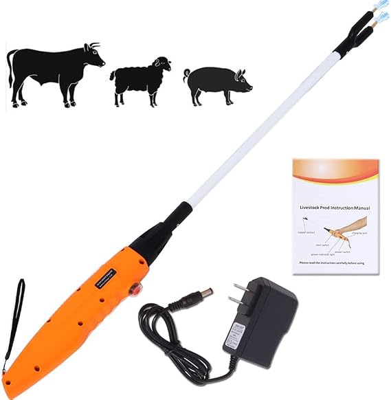 Upgrade Rechargeable Electric Cattle Prod - Waterproof, 26/34/44 inch, Safety Animal Prod Hot Shock for Dogs, Cows, Pigs, Goats